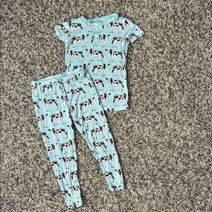 Kickee Pants Light Blue Cow Print Short-Sleeve Pajama Set